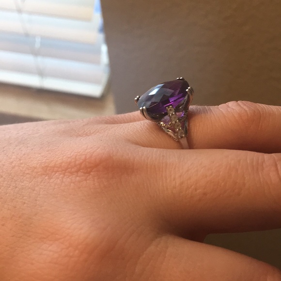 8.5 ctw purple amethyst Rhodium over sterling silver - Picture 7 of 9